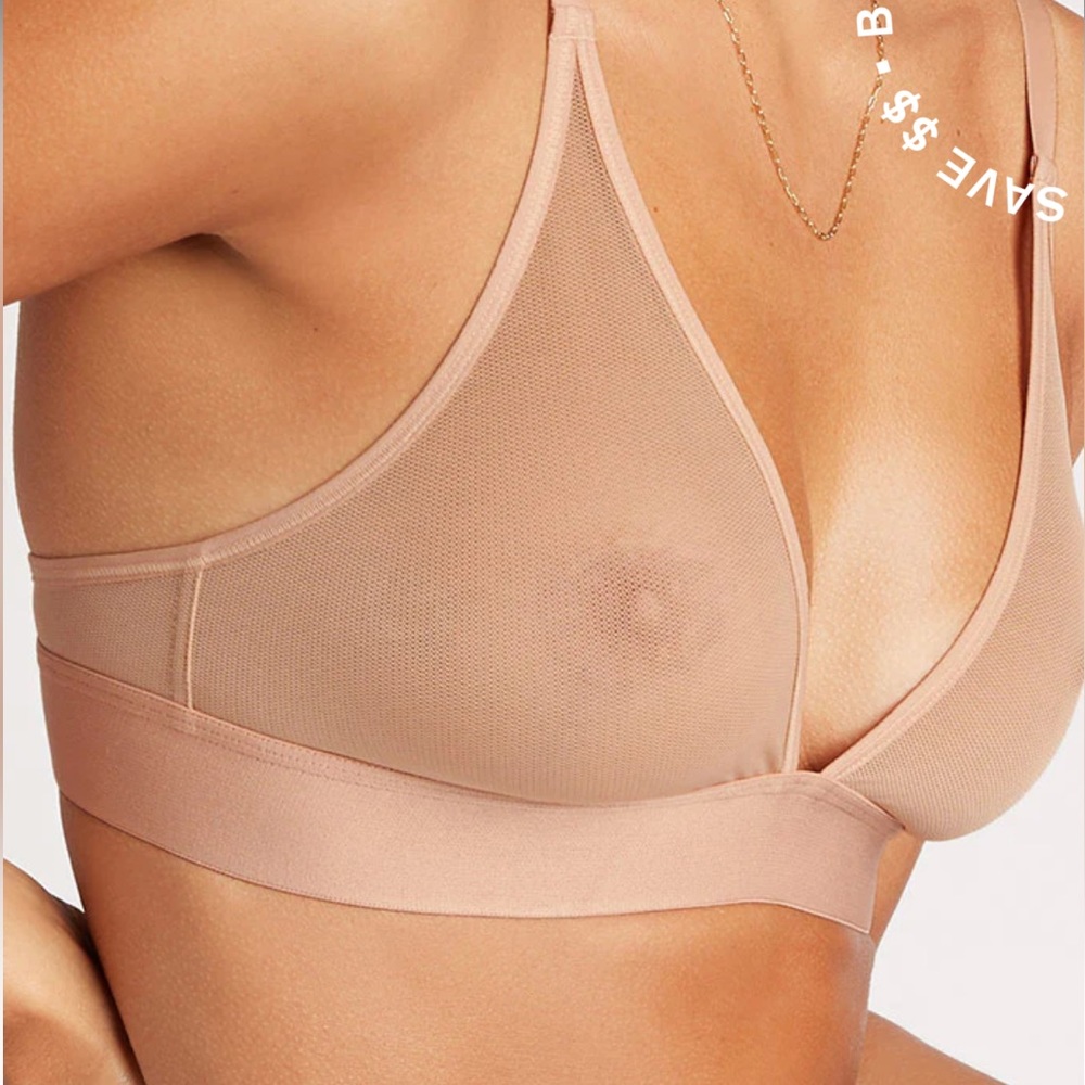 NEGATIVE Sieve Triangle Mesh Bra Size 3 in Buff (Beige Nude)